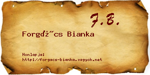 Forgács Bianka névjegykártya